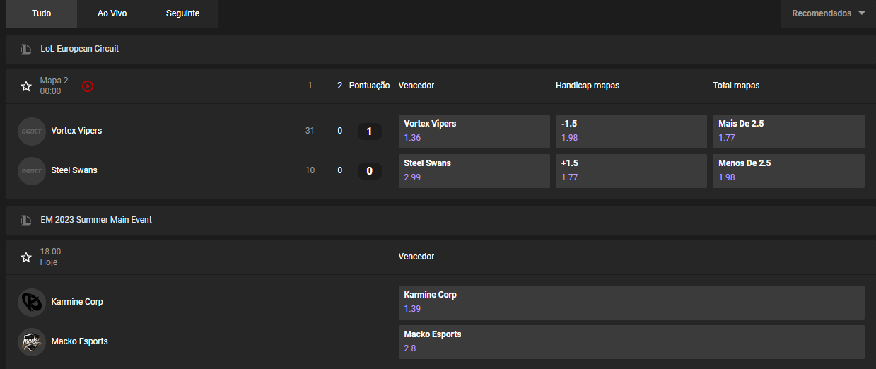 GGBet apostas league of legends