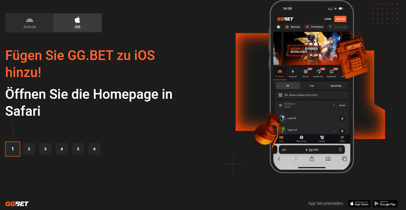 GGBet mobile App für IOS