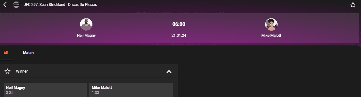 GGBet Live MMA Betting