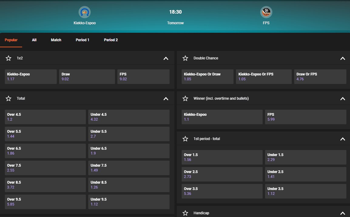 GGBet Live Hockey Betting